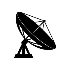 Silhouette of satellite dish on transparent background