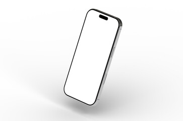 High-quality photo of a modern smartphone with a blank screen, perfect for app presentations or website mockups. Clean, minimalist design.
