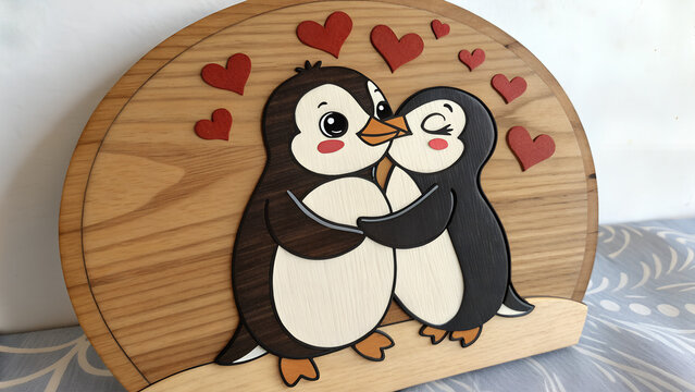 two penguin in romentic and love mood in  winter season
