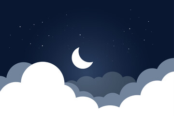 Vector illustration of dark blue night sky starry sky and moon night glow © Тарас Примак