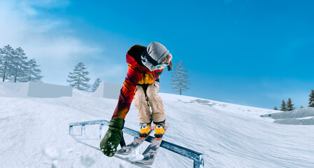 Skiing. Jumping skier. Extreme winter sports.