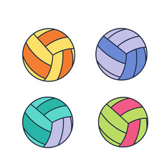 Obraz premium Four colorful volleyballs arranged on a white background on transparent background