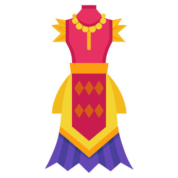 Vibrant cambodian sampot dress traditional clothing illustration