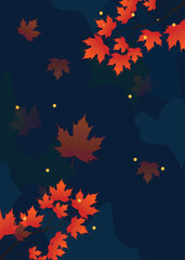 Print  Autumn mobile  wallpaper  background bright vibrant social media poster, banner, cover, card, story , with yellow and orange leaves. modern autumn greeting card template.