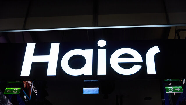 BERLIN, GERMANY - September 7th, 2025: Photo of Haier brand logo at IFA consumer electronics trade fair