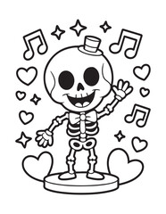 Kawaii Halloween Coloring Book Pages For Kids,  Vectors Illustration, Line Art, Black & White Designs, Bold-Easy, A4 Size 8.5x11