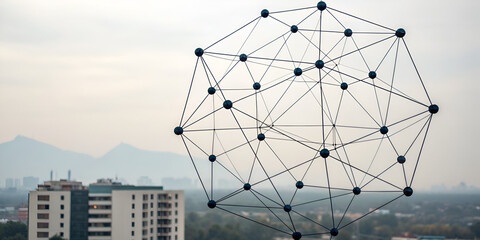 Tech network world map glowing in blue and pink light in futuristic digital cyber visualization design
