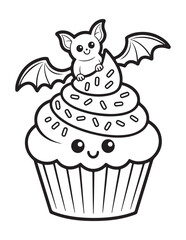 Cute Halloween Coloring Book Pages For Kids,  Vectors Illustration, Line Art, Black & White Designs, Bold-Easy, A4 Size 8.5x11