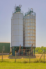 Metal Grain Silo Bulk Storage Agricultural Farm Service Sunny Day