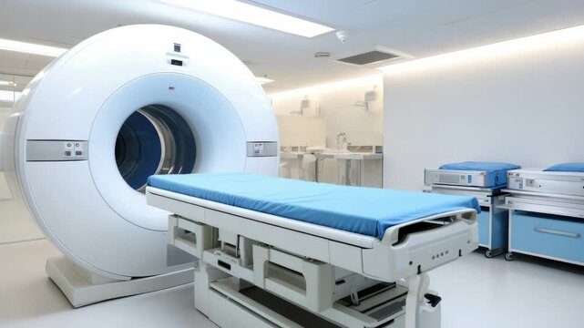 Medical imaging center features advanced MRI machine and treatment area for patient diagnostics and care in modern facilities