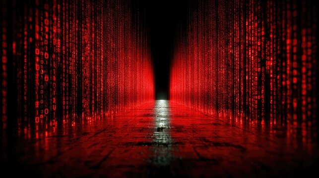 Red digital code tunnel