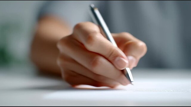 Professional businessman signing contract, seated at desk with concentrated demeanor during business meeting, expressing corporate professionalism