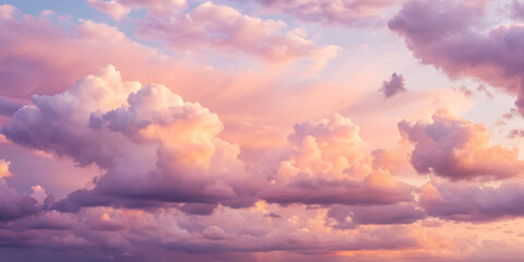 Dreamy pastel cloudscape with lavender and peach tones in eco inspired abstract artistic design
