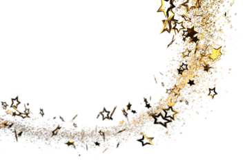 Sparkling gold stars swirl in a celebratory design, perfect for holidays, celebrations, and magical themes.  High-resolution image ideal for backgrounds, banners, and