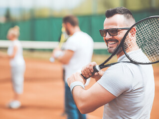 The company is playing tennis