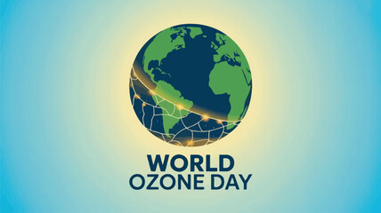 World Ozone Day Earth with Ozone Layer Symbol