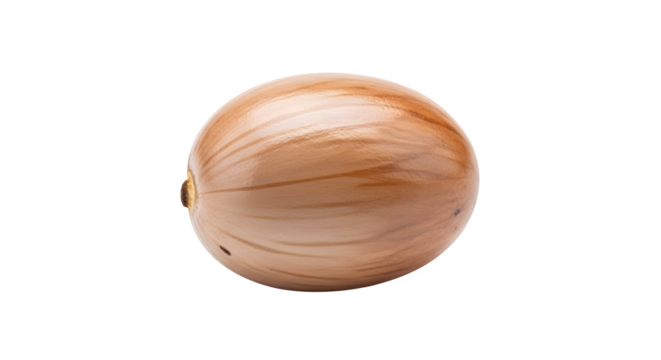Single brown shallot isolated on transparent background, a type of onion, often used in cooking, with a mild flavor and aroma, for culinary use