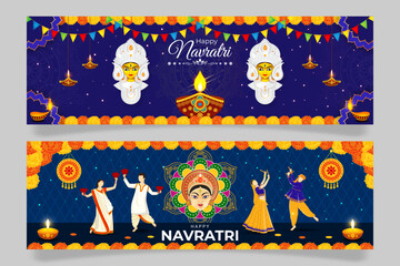 Obraz na płótnie Canvas Vector illustration of Happy Navratri social media template