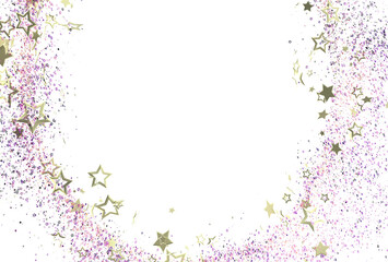Sparkling golden stars and glitter border. Perfect for festive designs, invitations, or backgrounds. Add magic to your projects!