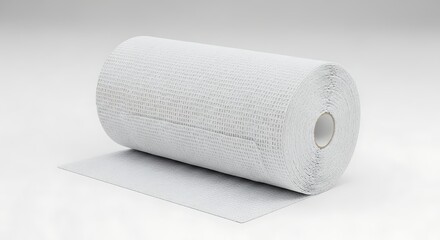 Fototapeta premium Roll of white medical plaster bandage on white background studio shot