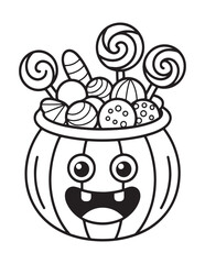 Spooky Halloween Coloring Book Pages For Kids-Adults,  Vectors Illustration, Line Art, Black & White Designs, Bold-Easy, A4 Size 8.5x11