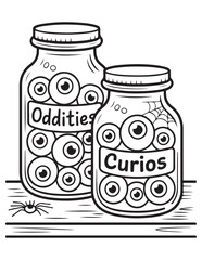 Spooky Halloween Coloring Book Pages For Kids-Adults,  Vectors Illustration, Line Art, Black & White Designs, Bold-Easy, A4 Size 8.5x11