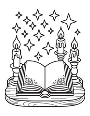 Spooky Halloween Coloring Book Pages For Kids-Adults,  Vectors Illustration, Line Art, Black & White Designs, Bold-Easy, A4 Size 8.5x11