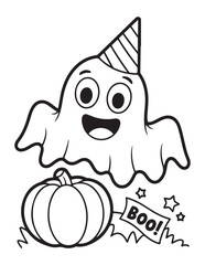 Spooky Halloween Coloring Book Pages For Kids-Adults,  Vectors Illustration, Line Art, Black & White Designs, Bold-Easy, A4 Size 8.5x11