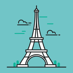 Obraz premium Eiffel tower silhouette isolated on white background