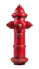 Fototapeta premium Classic Bright Red Fire Hydrant Standing Isolated on Black Background