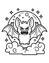 Spooky Halloween Coloring Book Pages For Kids-Adults,  Vectors Illustration, Line Art, Black & White Designs, Bold-Easy, A4 Size 8.5x11" Inches