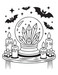 Spooky Halloween Coloring Book Pages For Kids-Adults,  Vectors Illustration, Line Art, Black & White Designs, Bold-Easy, A4 Size 8.5x11