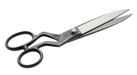 Open scissors isolated on transparent background, a versatile tool for cutting paper, fabric, and various materials, essential for crafts and office tasks