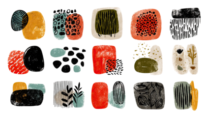 Abstract Hand Drawn Shapes with Earthy Tones and Organic Textures