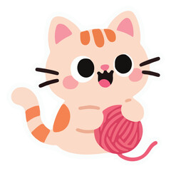 Modern Sticker Cat Cute Illustration