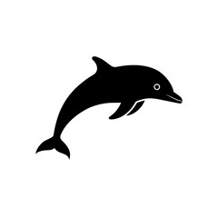 Silhouette of a leaping dolphin on transparent background