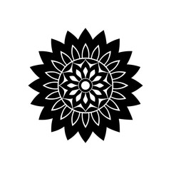 Floral design black and white on transparent background silhouette