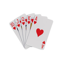 Obraz premium A 3D rendered image of playing cards fanned out on a transparent background.