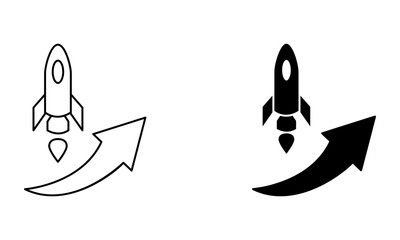 rocket with arrow up icon vector