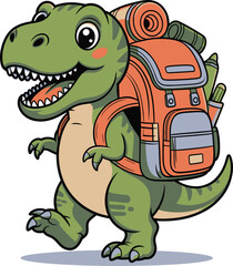 Obraz premium Happy T-Rex with Backpack Clip Art