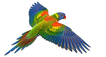 Isolated Colorful Flying Parrot