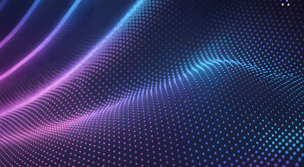Abstract Digital Wave: An alluring illustration of a digital wave in a vibrant display of interconnected dots, weaving across a dark gradient.