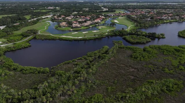 Parrish, Florida near the start of the upper Manatee River, luxury homes and critical commuting bridge near Fort Hamer