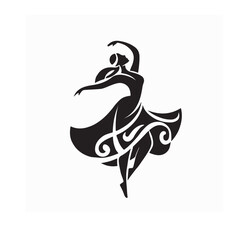 Irish Dancing Girl Silhouette Logo Vector Illustration for Cultural Design