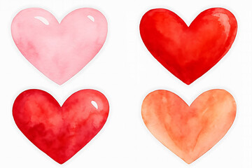 Watercolor pink hearts set. Hand-painted Valentine's Day-themed graphic