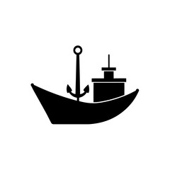 Silhouette of a ship with anchor on transparent background