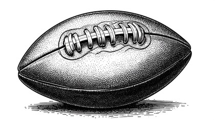 Detailed black and white illustration of a football