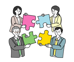 Teamwork businessmen.　協力するビジネスマン　チームワーク　仲間