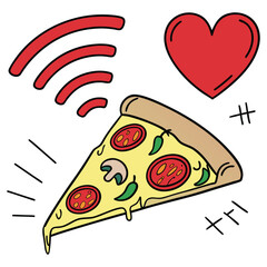Delicious and hot pepperoni pizza with mozzarella cheese vector illustration