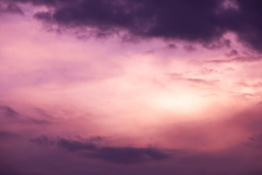 Dreamy purple sky  twilight background and sunlight with copy space